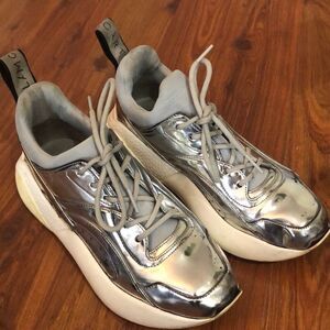 Stella McCartney silver Text sole sneakers, size 7